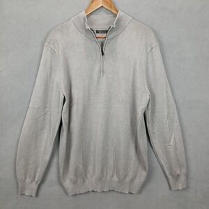 Coofandy Sweater Mens Medium Gray 1/4 Zip Mock‎ Neck Knit Long Sleeve Pullover